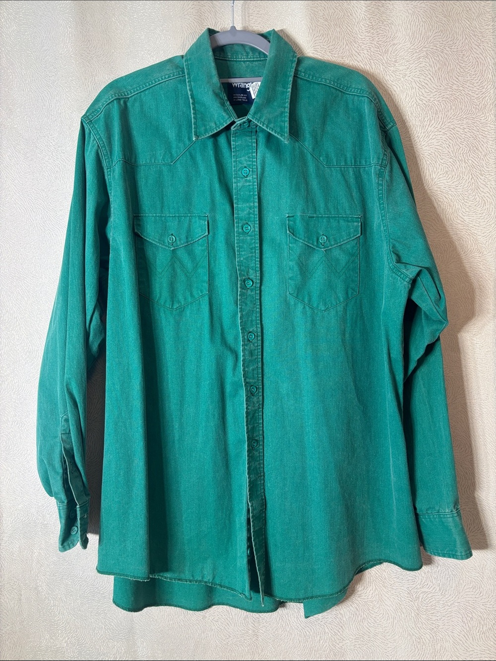 vintage Wrangler Cowboy shirt Teal Green Button-Up 0261